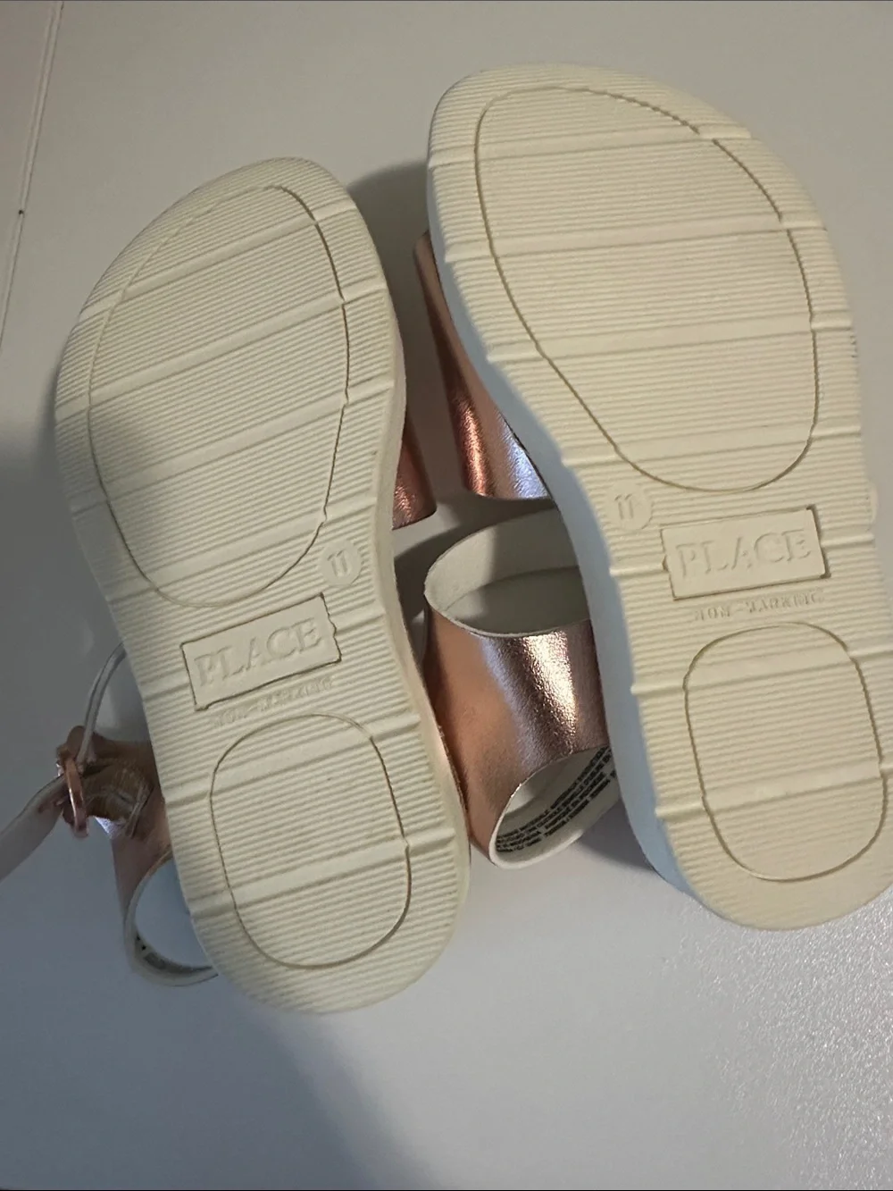 Place Girls Metallic Rose Gold Buckle Sandals
